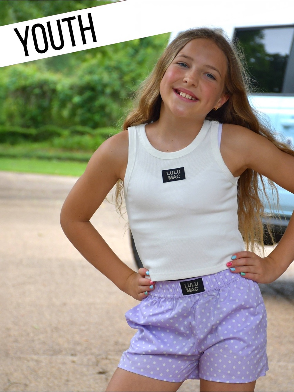 Lulu Mac Youth Lavender Mini Polka Dot Shorts